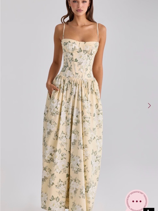 House of CB Dresses & Skirts - House of CB Pale Yellow Floral Bustier Maxi Dress ( worn once )